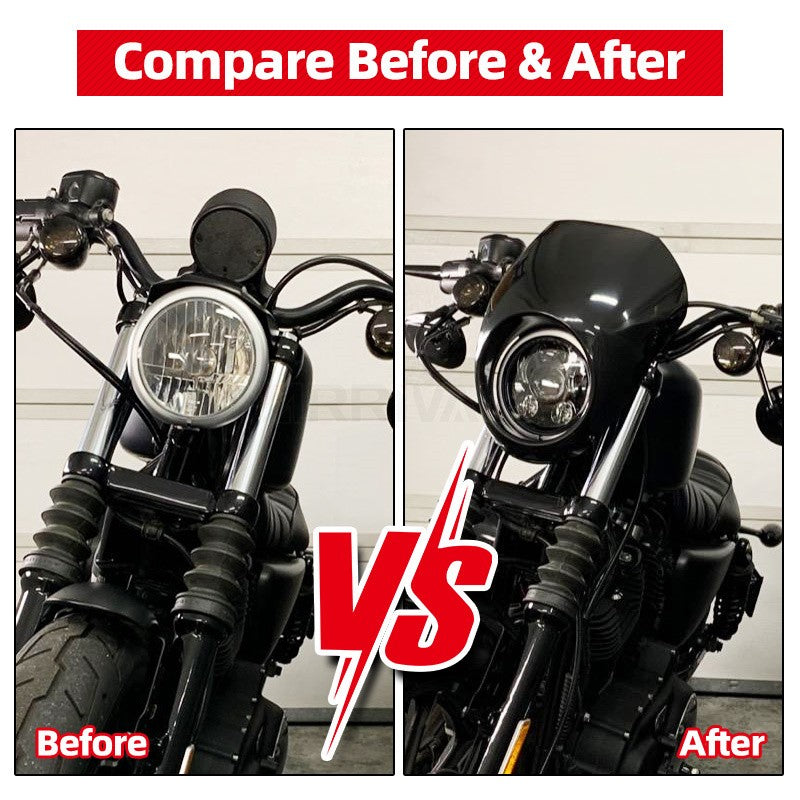 Motorcycle Bright Black Front Headlight Fairing Cover ABS Plastic For Harley Dyna Street Bob Sportster XL 883 1200 1986-Up