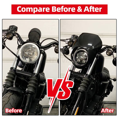 Motorcycle Bright Black Front Headlight Fairing Cover ABS Plastic For Harley Dyna Street Bob Sportster XL 883 1200 1986-Up