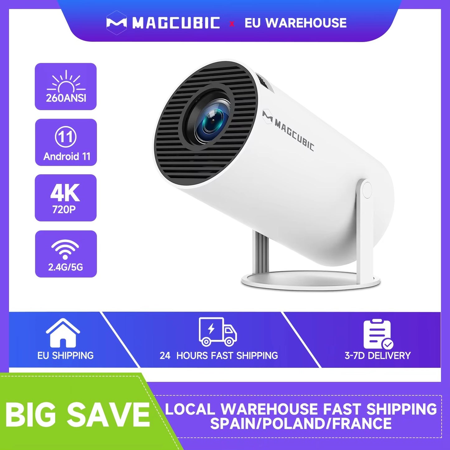 Projetor Magcubic HY300 Pro 200 ANSI Nativo 720P Espelhamento de Tela Sem Fio Sistema WiFi de Banda Dupla Hi-chip A3100 para Home Theater