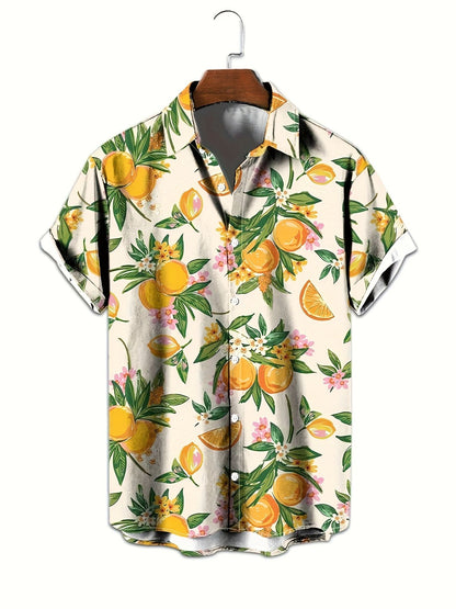 Fruit 3D Printed Fashion Men's Shirt Lemon Banana 3D Printed Summer Short Sleeve Hawaiian Shirt Beach Holiday Cool Casual Tops