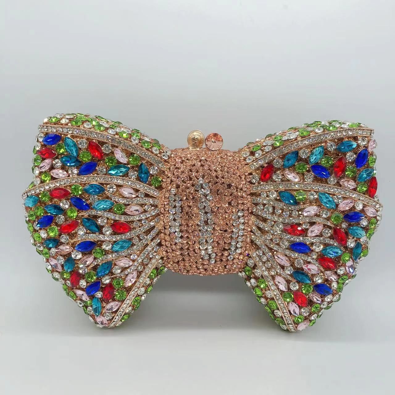 Newest Rhinestone Green/Black Clutch Purse Bow Luxury Diamond Women Red Evening Clutches Bags Wedding Bridal Bag Stones Handbags