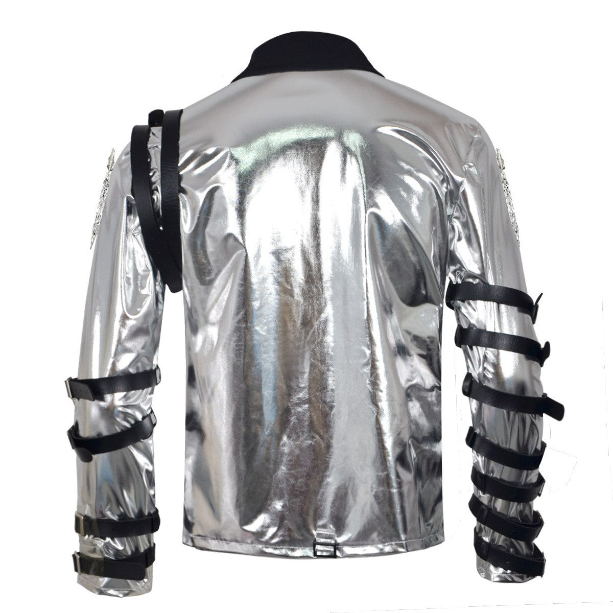 New In Stock: Michael Jackson Bad Era Silver Jumpsuit. Retro Rock Star Stage Performance Bodysuit & Top