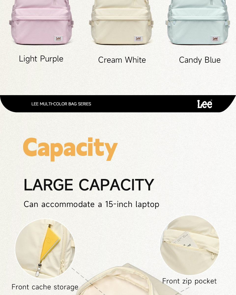 Mochila LEE de grande capacidade para viagem, para notebook de 15,6 polegadas, à prova d'água, de nylon casual, para adolescentes, faculdade, escola, masculino e feminino