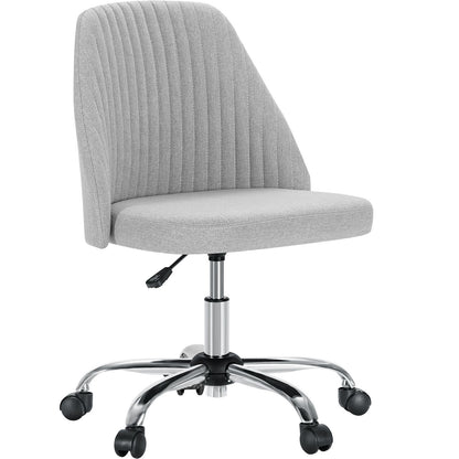 Cadeira de Escritório Pequena sem Braços JHK, Cadeira Giratória Fofa para Penteadeira com Encosto, Tecido Moderno com Rodas, Cadeira Giratória Ergonômica para Casa e Jogos