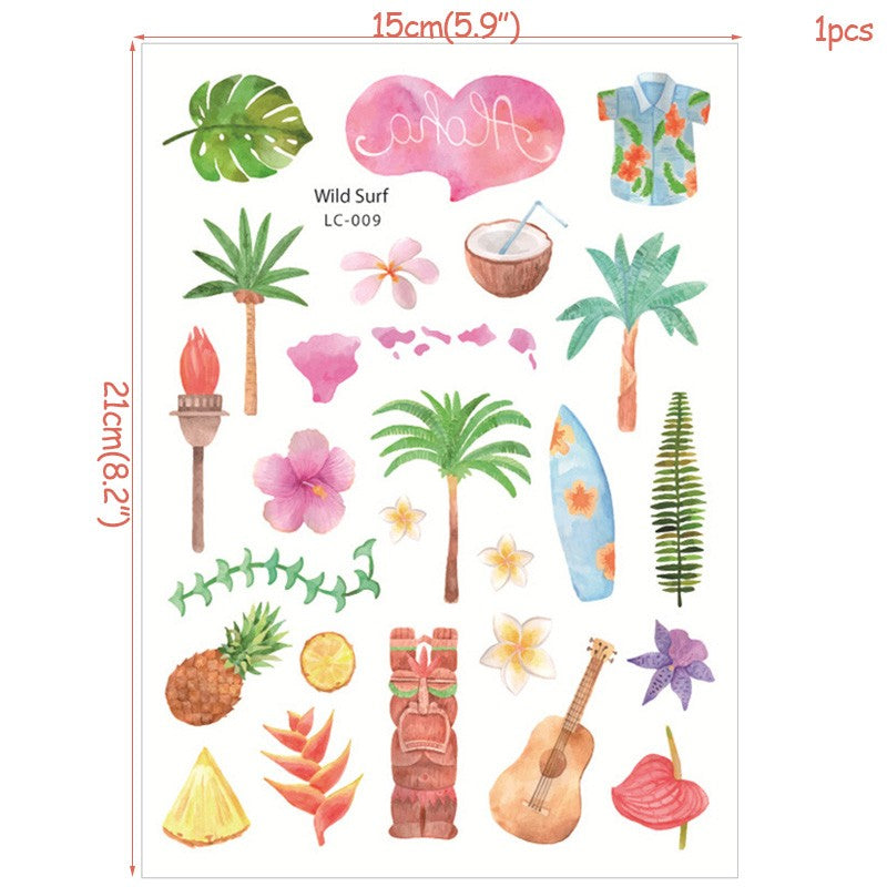 Hawaiian Beach Party Aloha Temporary Tattoo Sticker Waterproof Tropical Flamingo Party Luau Summer Beach Birthday Decorations