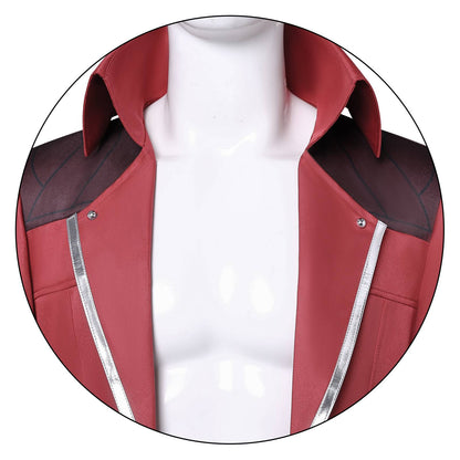 Dante Cosplay Costumes Men's Uniform Red Long Poncho Jacket Set Ruby Pendant Necklace Roleplay Prop Outfits Halloween Carnival
