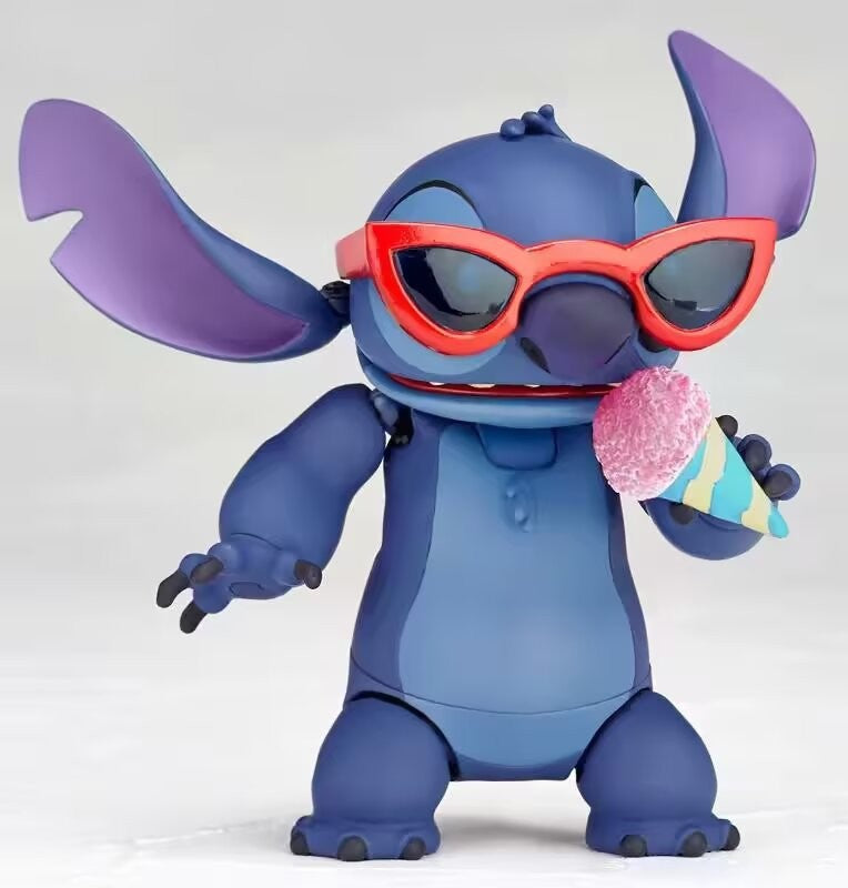 Kaiyodo Revoltech Stitch Boneco Articulado - Modelo Articulado Montável Coleção de Brinquedos Estatueta Decorativa para Presente Infantil