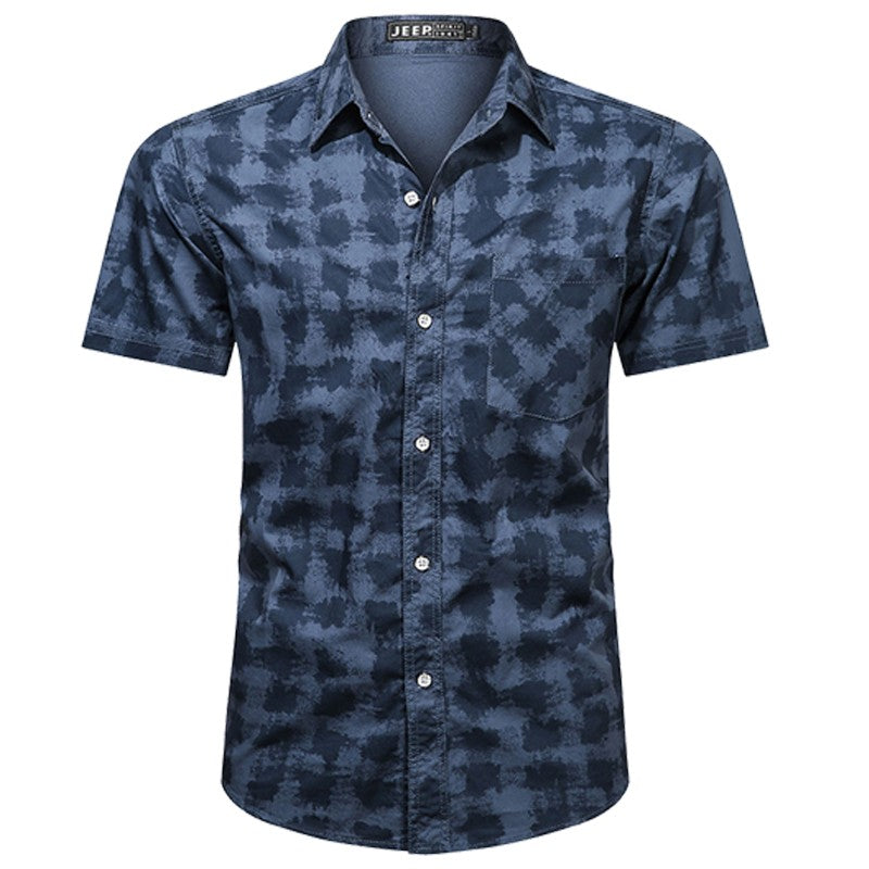 Summer Men Short Sleeve Cargo Breathable Shirt Men Casual Plaid Tactic Shirts Men Camouflage Outdoor Camp Hike Safari Work Shirt