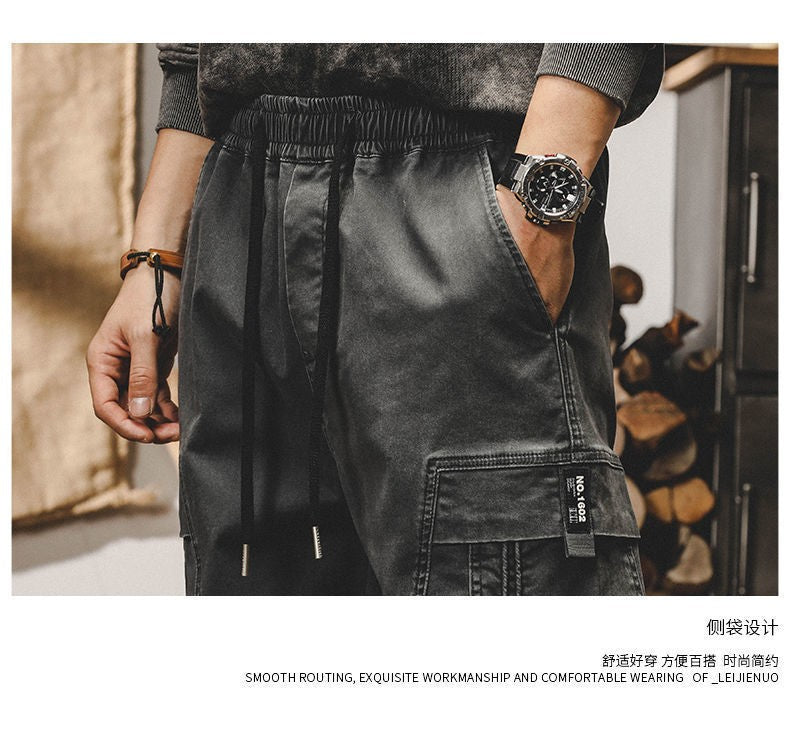 Calça Cargo Masculina ARENS Techwear Preta Calça Cargo Masculina Vintage Japonesa Streetwear Hip Hop Bolsos Estilo Safari Casual Solta
