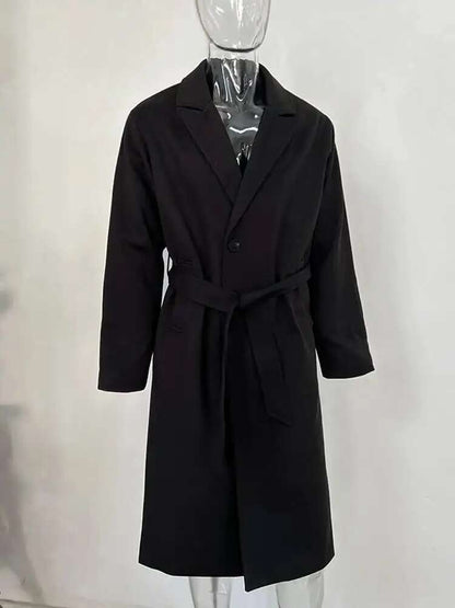 IEFB Korean Style Men's Fashion Tide Woolen Coat Single Breasted Overcoat 2025 Autumn New Stylish Trench Casual Loose Fit 9D1655