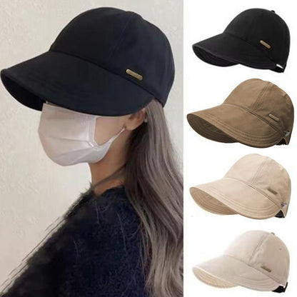 Chapéu de pescador feminino de verão com aba larga, chapéu de sol dobrável e portátil para meninas, chapéu de sol simples ajustável para proteção solar ao ar livre