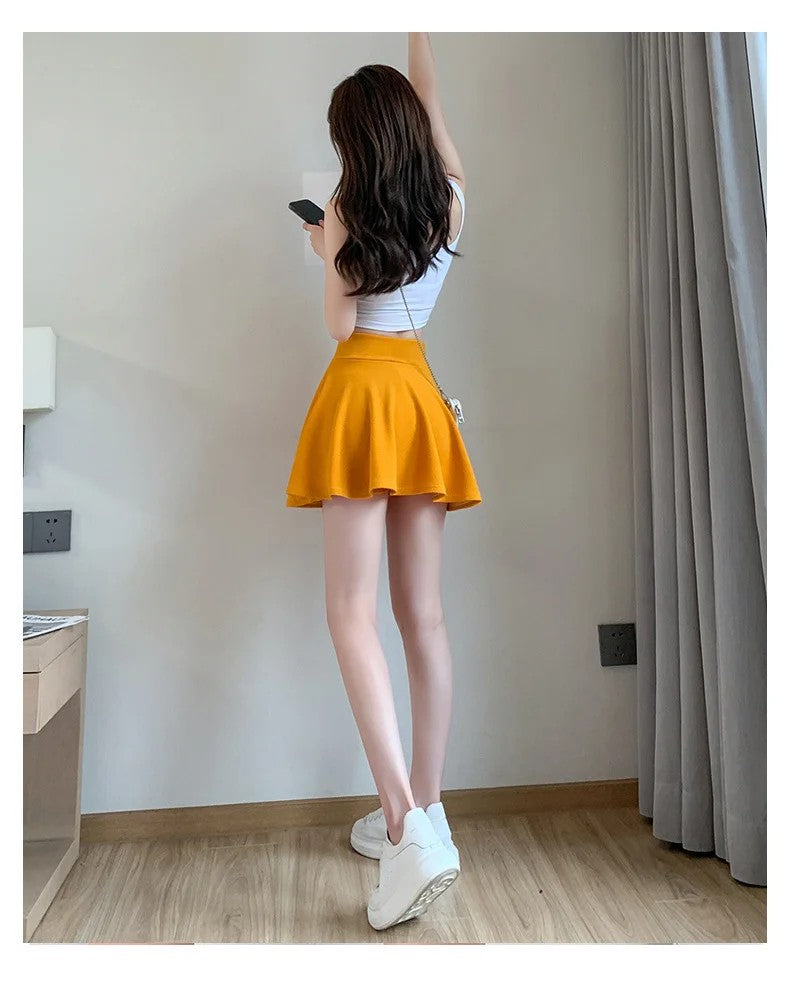 Bubble Short Skirt Women Half Skirt Anti Exposure High Waist Sun Underwear Hundred Pleats