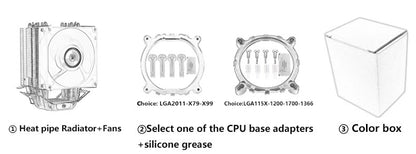 CPU Efficient Cooler Fan 90mm 4pin/PWM PC Tower Type Radiator 2/4/6 Heat Pipe install LGA2011 x79 x99 115x 1200 1700 AMD am3 AM4