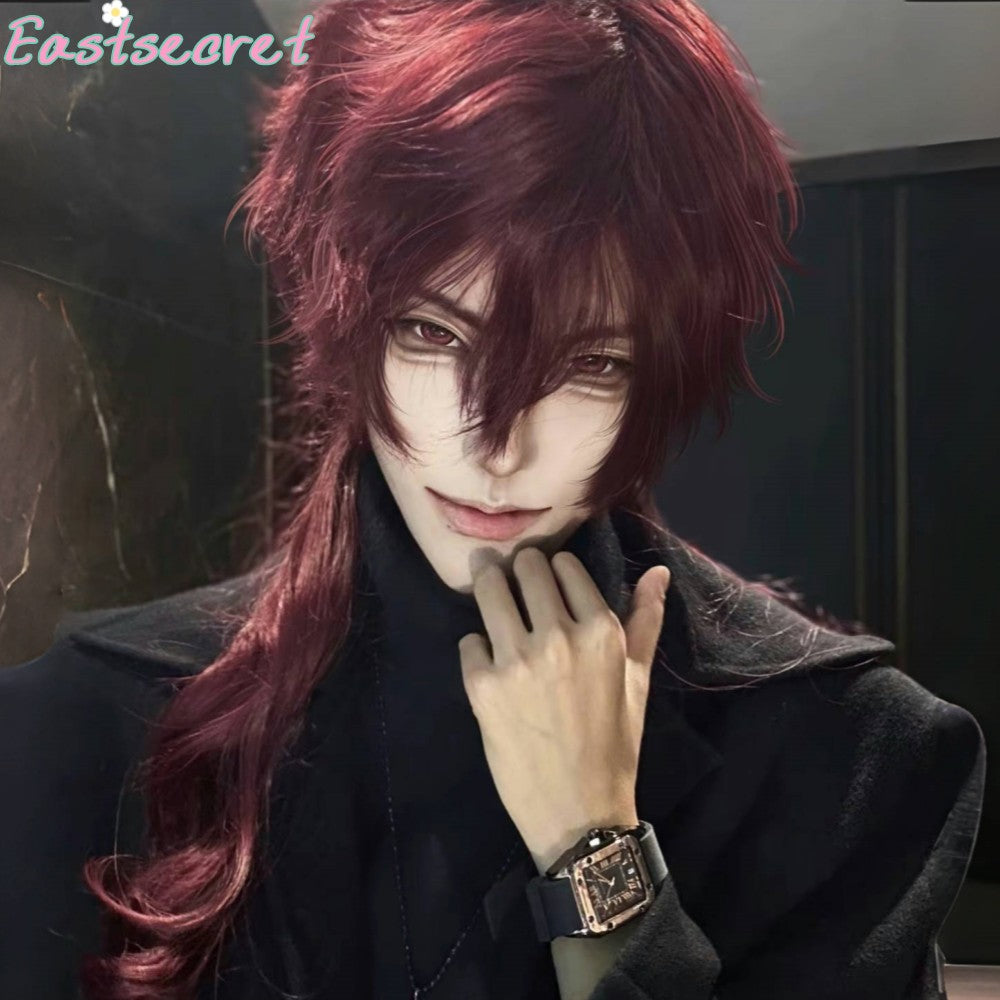 Peruca Sintética Vermelha Longa Reta EAST Mullet Cauda de Lobo em Camadas Fofa Feminina e Masculina para Festa Diária Lolita Cosplay