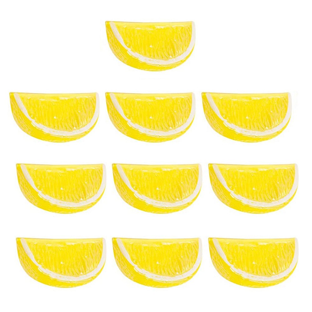 10PC Artificial Lemon Slices Blocks Simulation Lemon Slice Fake Lemon Block-Double Side Fake Fruit Model for Party Wedding Decor