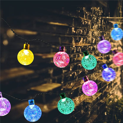 Solar String Lights Outdoor 200 LED Crystal Globe Lights Waterproof Solar Festoon Fairy Light for Garden Christmas Party Decor