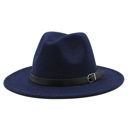 Men's fedora hat Men's and women's universal solid color fedora hat Women's 21 color wide brim jazz hat Autumn and winter Britis