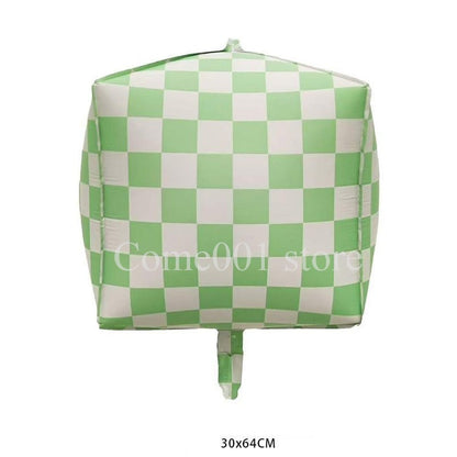 2PCS 4D Checkerboard Square Foil Balloons Birthday Party Accessories Fashion Photo Props Home Decoration