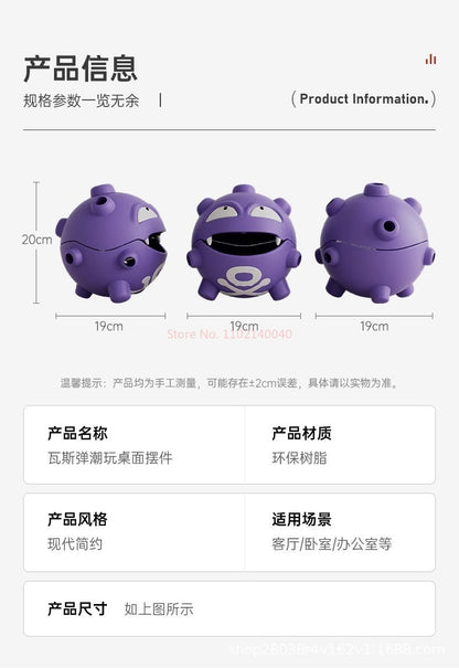 Bandeja Espiral de Incenso Koffing, Anime Gastly, Queimador de Incenso Interno, Suporte Fofo, Boneco Grimer para Decoração de Mesa de Carro, Brinquedo a Gás