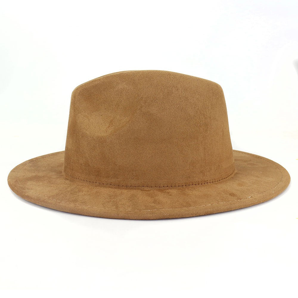 Chapéus Fedora de Camurça Feminino de Luxo Cor Sólida Elegante Festa Igreja Cartola Masculino Aba Larga Panamá Boné de Feltro Sombreros De Mujer