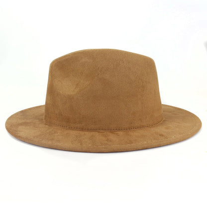 Chapéus Fedora de Camurça Feminino de Luxo Cor Sólida Elegante Festa Igreja Cartola Masculino Aba Larga Panamá Boné de Feltro Sombreros De Mujer