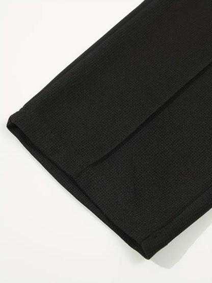 Calça Masculina Casual de Waffle de Cintura Média Calça Leve e Elegante Adequada para Todas as Estações