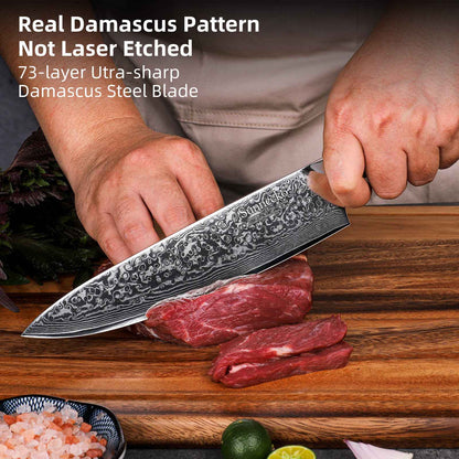 Clássico 1-4 unidades/conjunto Facas de Chefe 73 Camadas Aço Damasco de Alto Carbono Faca de Cozinha Afiada Ferramentas de Corte de Carne e Vegetais