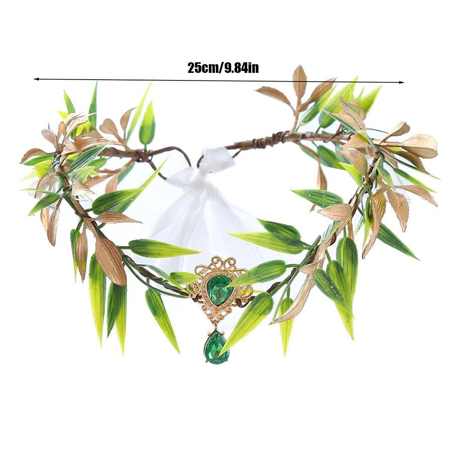 Halloween Costume Set Decoration Pixie Leaf Wreath Elegant Fairy Queen Costume Headbands with Elf Ears For Parties Cosplay