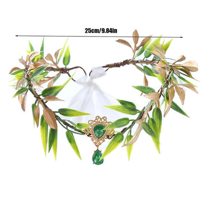 Halloween Costume Set Decoration Pixie Leaf Wreath Elegant Fairy Queen Costume Headbands with Elf Ears For Parties Cosplay