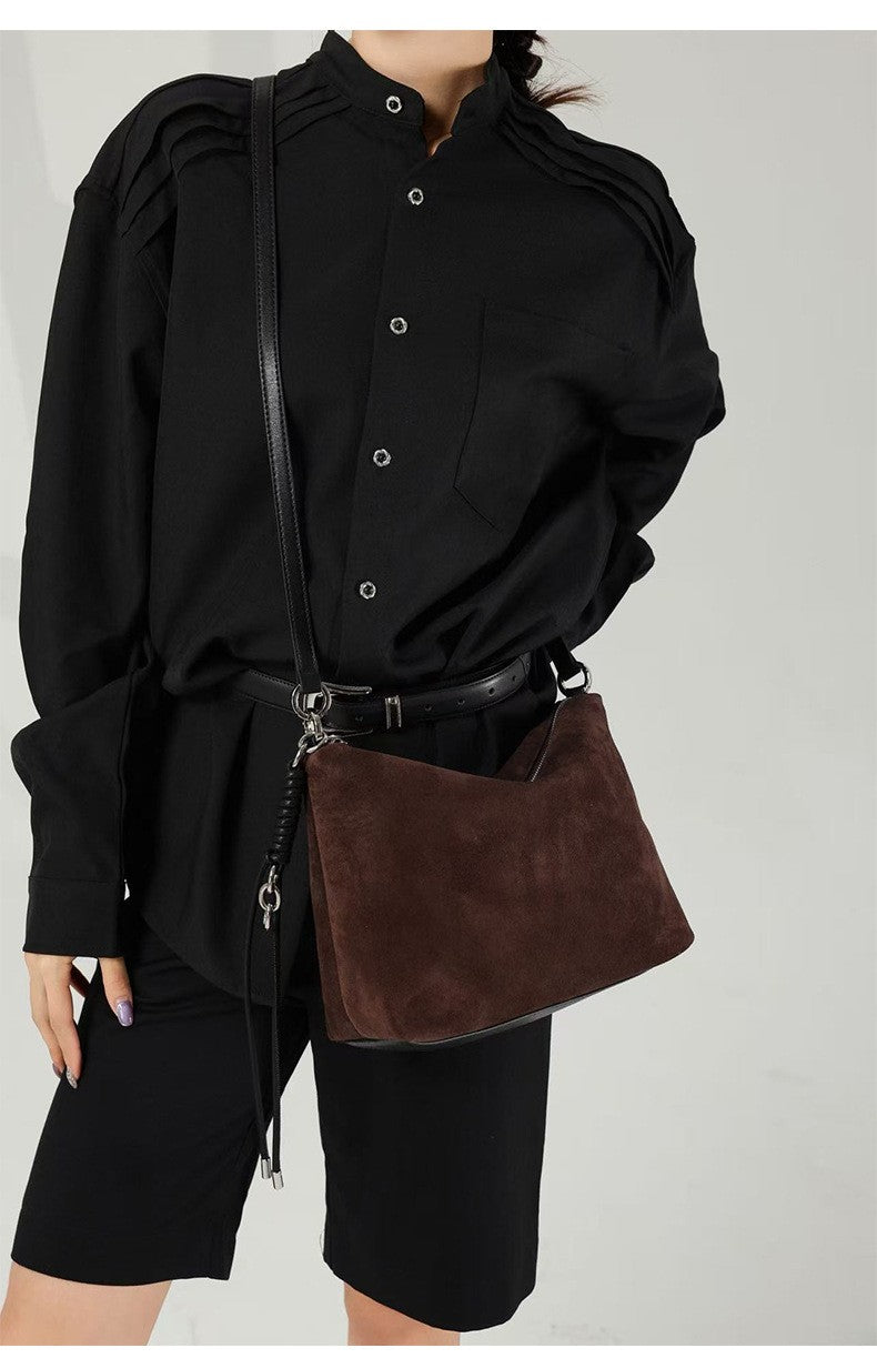 Hifashion Vintage Suede Genuine Leather Underarm Shoulder Bags For Women 2025 Luxury Designer Hobo Tote Office Ladies Handbags