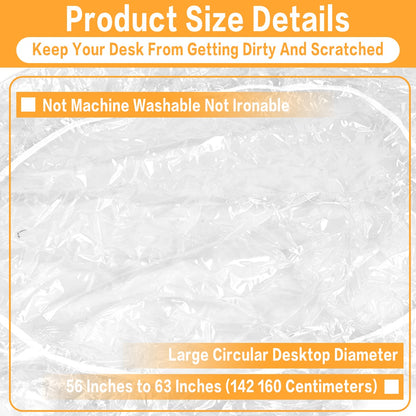 Fitted Clear Round Tablecloth Elastic Edged PVC Round Table Waterproof Oil-Proof Table Cover Protector Effortless to Clean Table