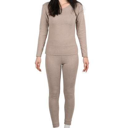 Women's Warm Underwear Set Seamless Thick Double Layer Warm Underwear Winter Long-Sleeved Long Pants 2 Pcs Pajama