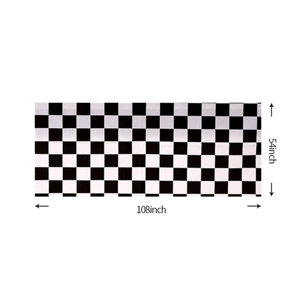137x274cm Party F1 race black and white checkered tablecloth Waterproof and stain-proof disposable tablecloth