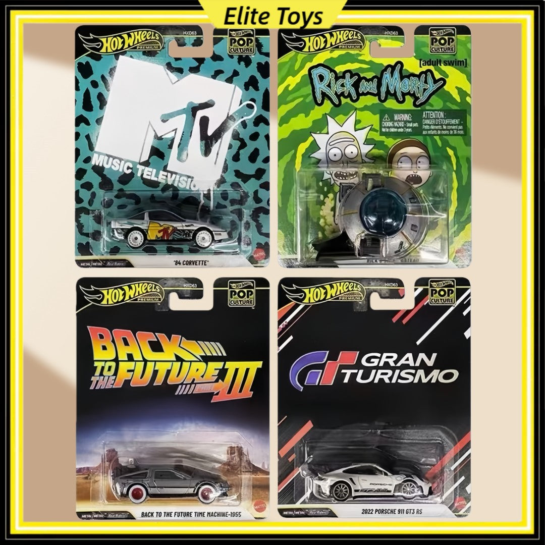 Hot Wheels Premium Pop Culture Porsche 911 Corvette De Volta Para o Futuro Rick and Morty Veículo Diecast Modelo 1:64 Brinquedo Colecionável