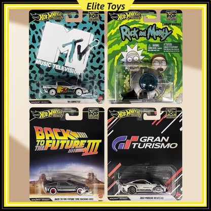 Hot Wheels Premium Pop Culture Porsche 911 Corvette De Volta Para o Futuro Rick and Morty Veículo Diecast Modelo 1:64 Brinquedo Colecionável