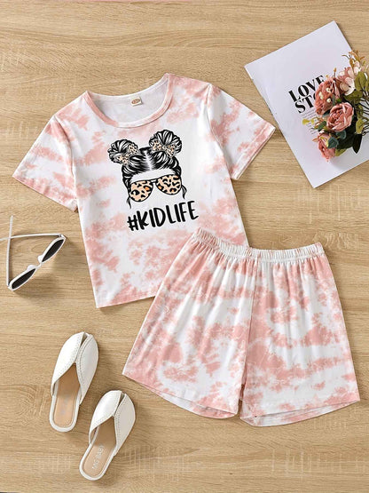 Summer Sets Children's Clothing Girl Kids Toddler Clothes Cute 3D Tie-Dye Print T-Shirt Top Shorts 2PCS Baby Kids Tracksuit Sets