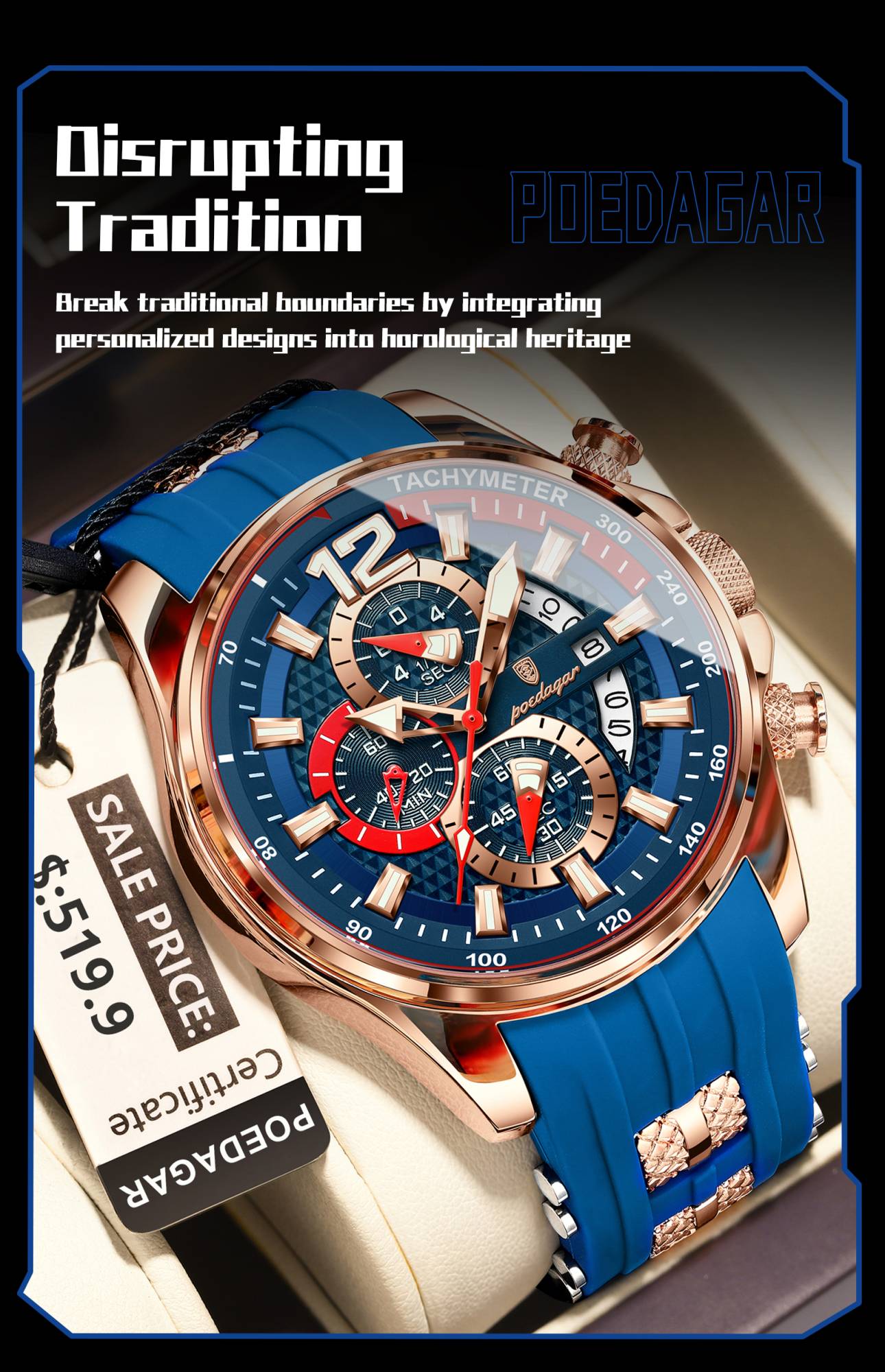 POEDAGAR Luxury Military Men Watch Calendar Chronograph Waterproof Luminous Man Wristwatch Fashion Silicone Quartz Men's Watches