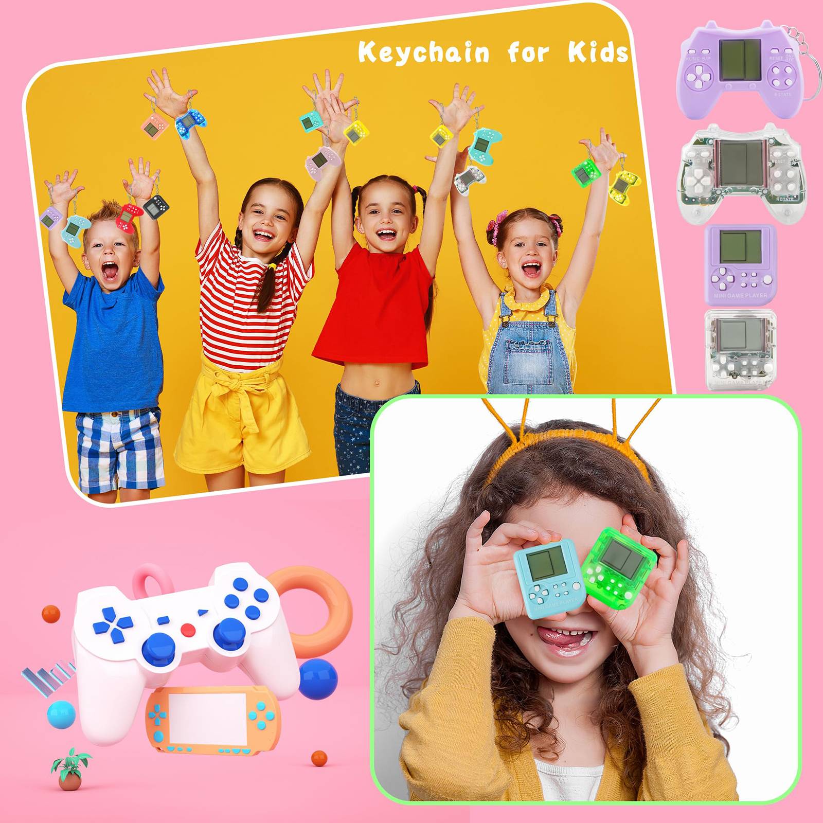 6-48Pcs Video Game Party Favors for Classic Game Console Keychain Birthday Joypad Souvenir School Valentine Gifts