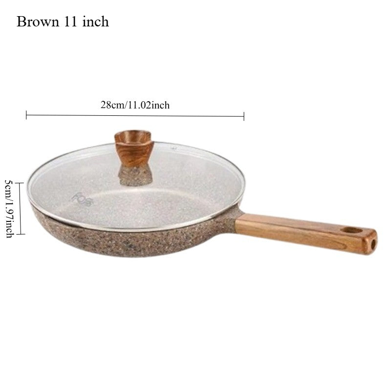 Frigideira Antiaderente de Granito DONNOR com Tampa, 30 cm, Saudável, Utensílios de Cozinha de Pedra, Vermelho ou Cinza, Fácil de Limpar