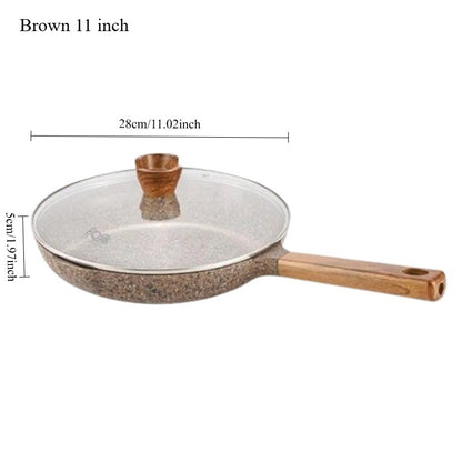 Frigideira Antiaderente de Granito DONNOR com Tampa, 30 cm, Saudável, Utensílios de Cozinha de Pedra, Vermelho ou Cinza, Fácil de Limpar