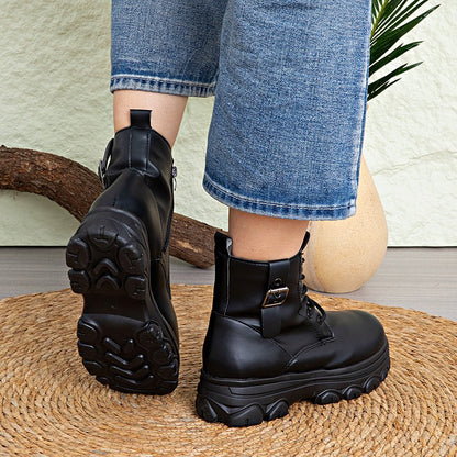 Bestselling Height Increasing Women2025Autumn and Winter New Fleece-Lined Non-Slip Short Boots for Petite Thick-Soled Faux Wool