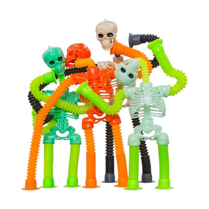 1-16PCS Fidget Toys Transformable Telescopic Toys Halloween Sensory Toys Kids Prize Suction Cups Skeleton Person Stretching Tube
