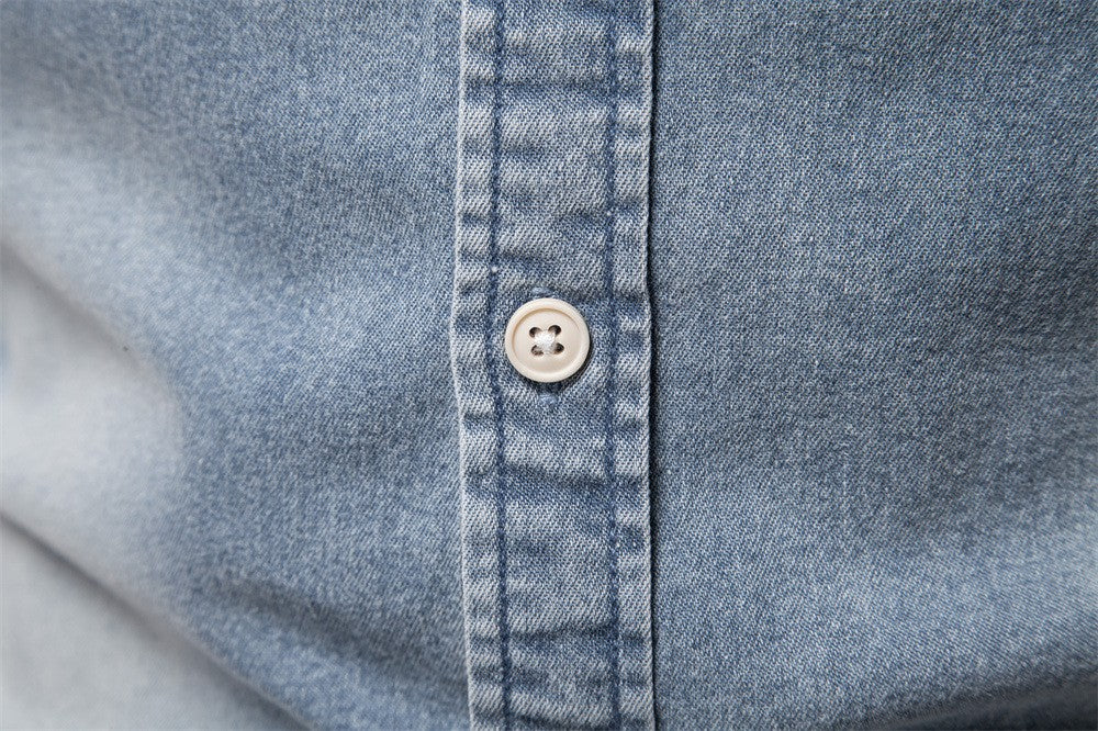 2025 Fashion Denim Shirt for Men Cotton Casual Long Sleeve Cowboy Shirts High Quality Patchwork Clothing Elastic Men's Shirt