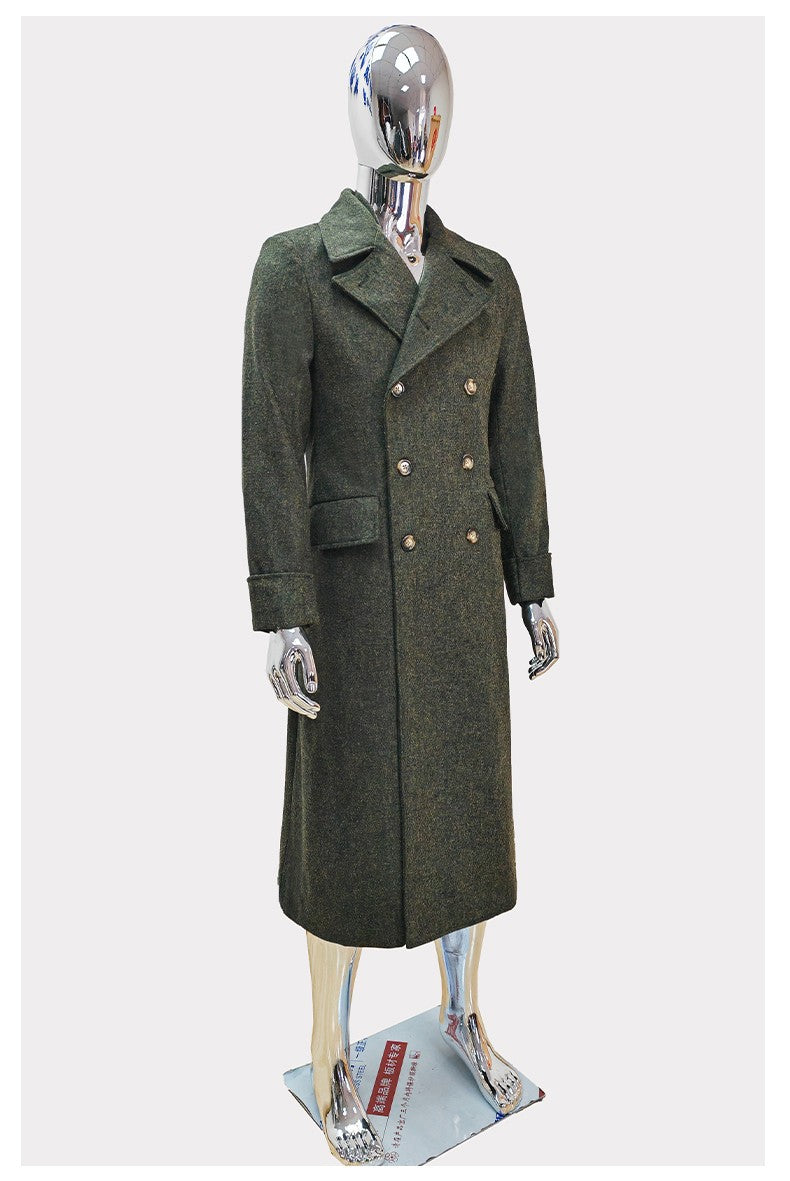 Nerazzurri Autumn Winter Long Luxury Elegant Chic Thick Warm Woolen Polo Coat for Men Double Breasted Wool & blends Overcoat