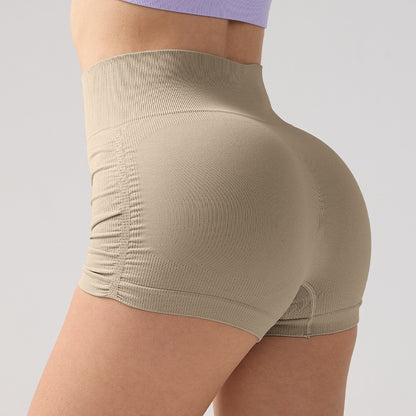 Women High Waist Fitness Shorts Gym Hip Lifting Yoga Sports Tight Running Shorts Exercise Three Folded Yoga Shorts