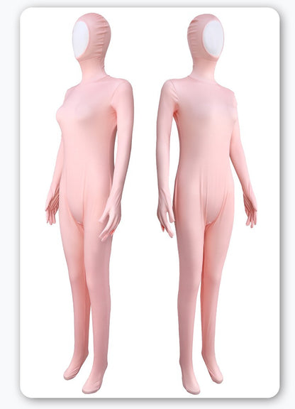 Open Split Orange Full Wrap Bodysuit Spandex Stretch Jumpsuit Adult Variety Show Halloween Cos and Body-fit Role Play Apparel