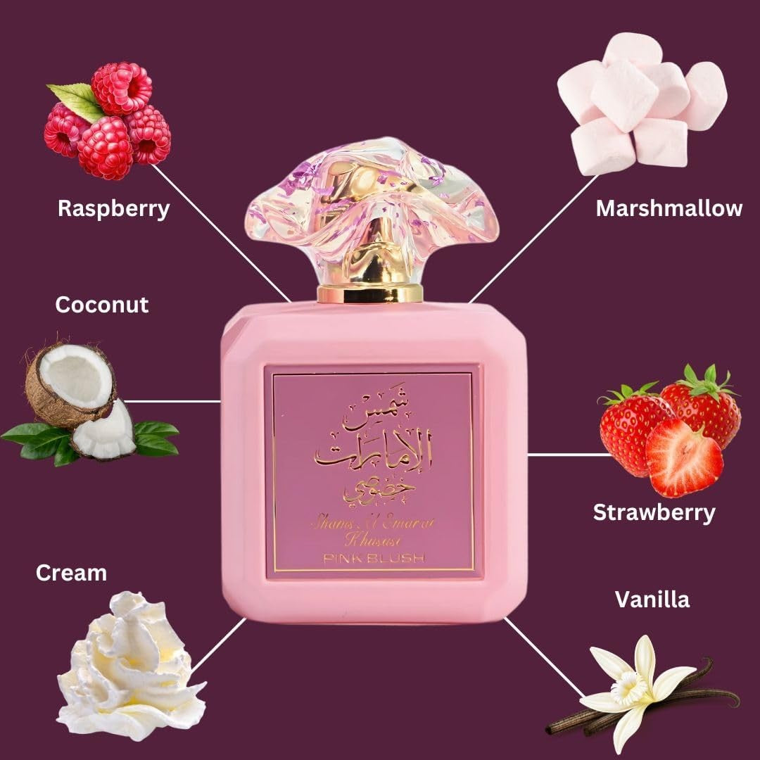 Ard Al Zaafaran Arabian Perfume Pink Blush Shams Al Emarat Khususi Blush Perfume for Women Eau De Parfum - 100 ML (3.4 OZ)