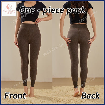 Thickened Warm Pants Winter Thermal Leggings for Women Fleece Lined High Waisted Thermal Underwear for Home Office Daily Wear