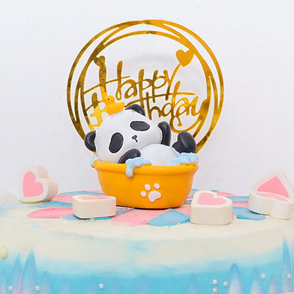Estatuetas de panda de desenho animado para a mesa da sala de estar decorações fofas para casa artesanato em resina presentes criativos para alívio do estresse no escritório