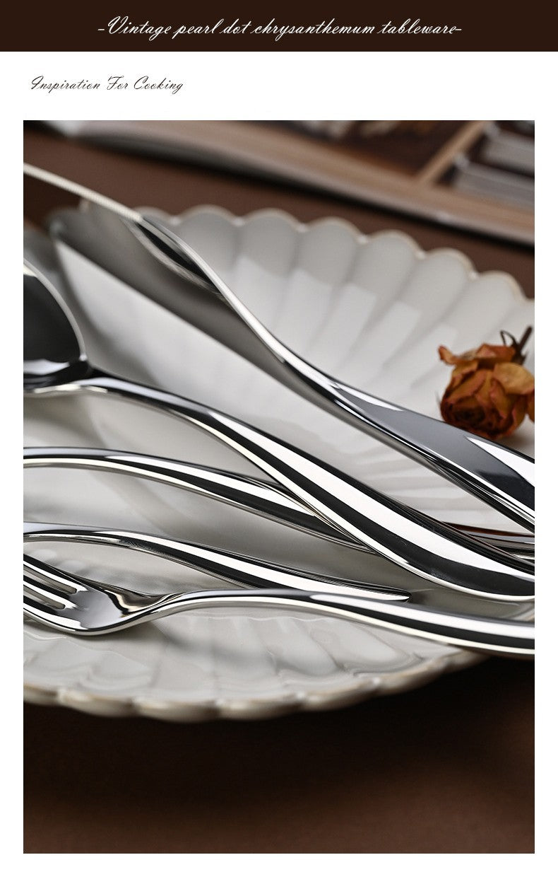 5Pcs 304 stainless steel tableware set steak knife fork cutlery set restaurant kitchen Home commercial high-end dinnerware